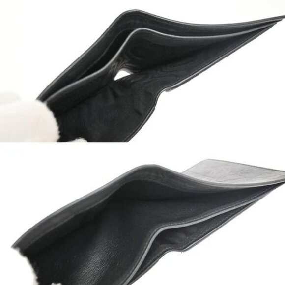 SAINT LAURENT YSL Logo Bifold Compact Wallet Embossing Leather BK Italy 84RL530 - Picture 10 of 13